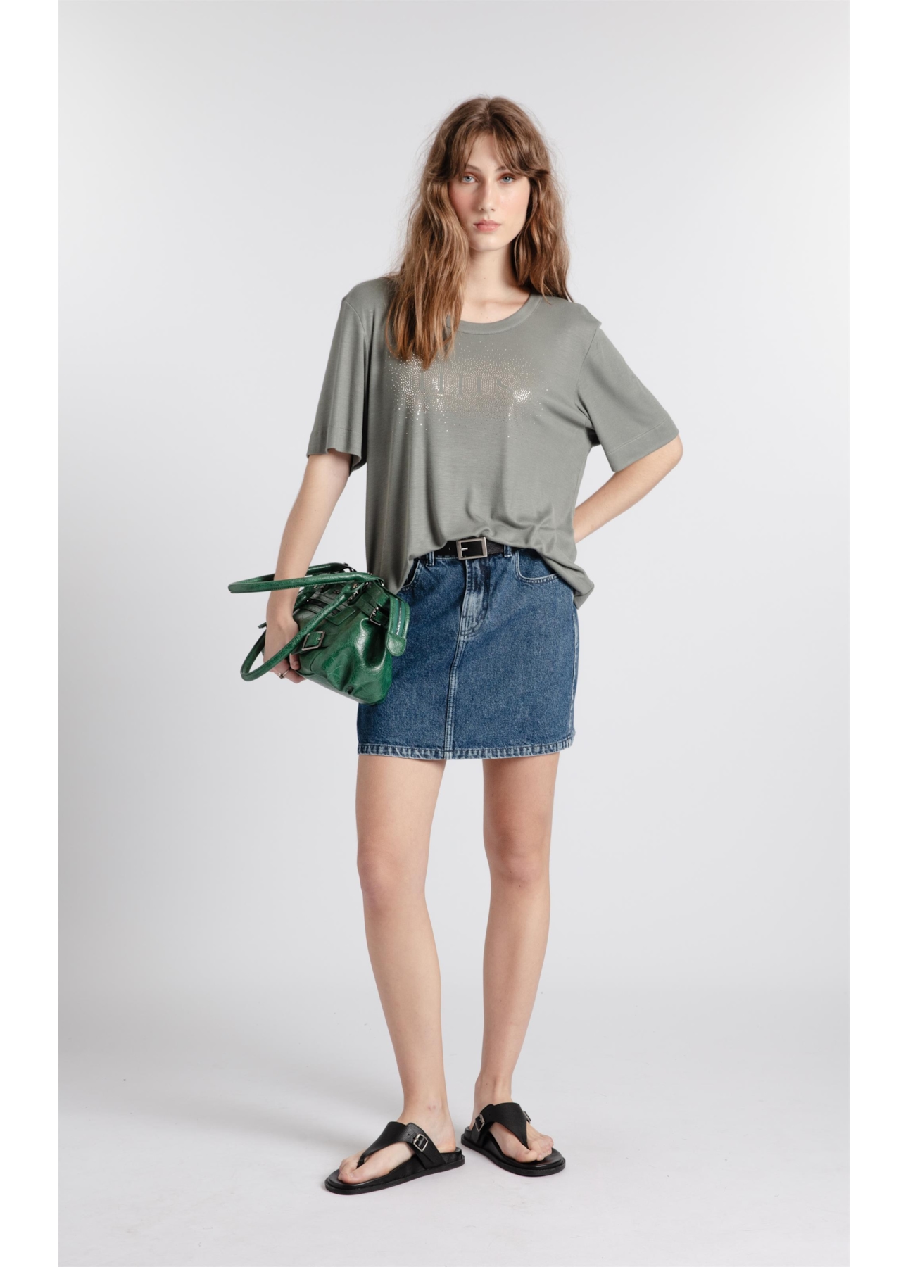 Blusa Light Rib Ellus Serifado Boxy Verde Army