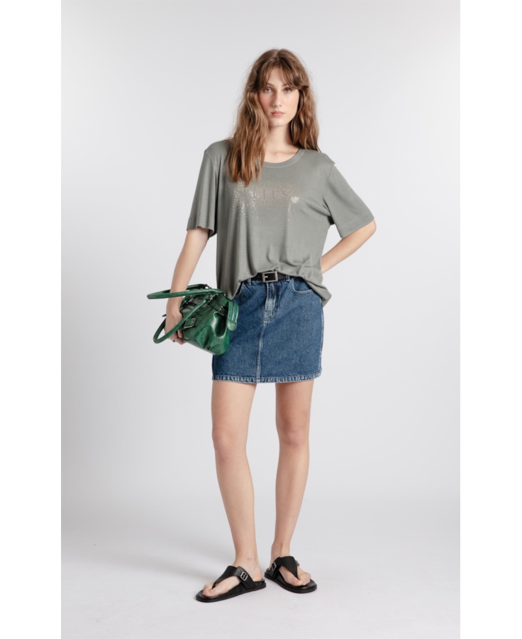 Blusa Light Rib Ellus Serifado Boxy Verde Army