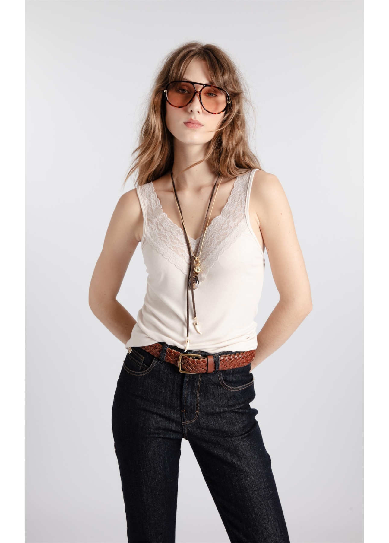 Blusa Light Rib Lace Strappy Sandy