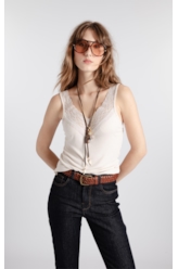 Blusa Light Rib Lace Strappy Sandy