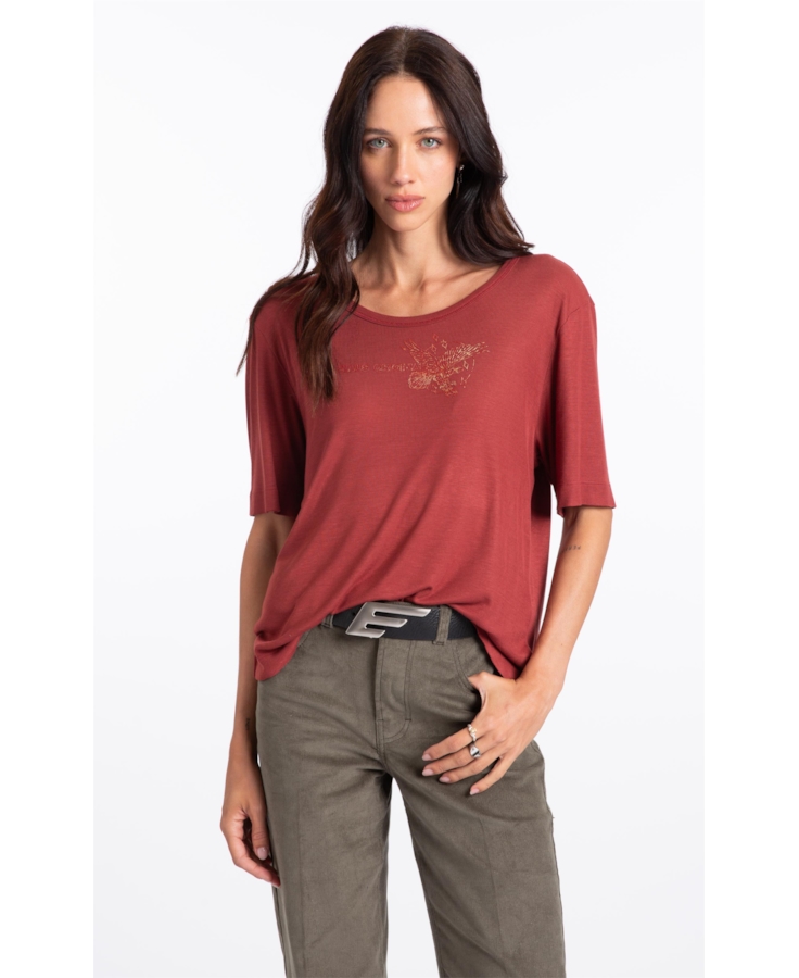 Blusa Light Rib Rock Tour Bordeaux
