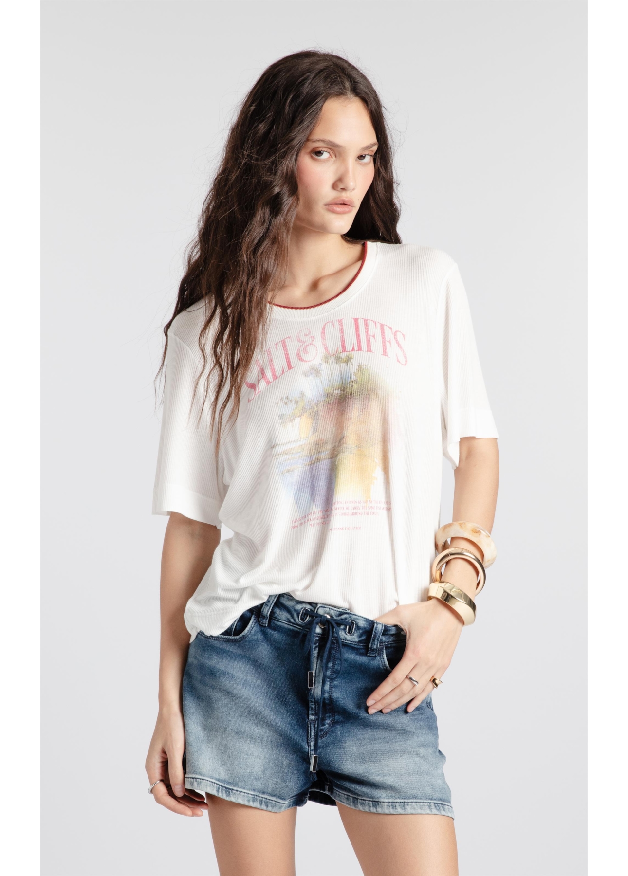 Blusa Light Rib Salt & Cliffs Boxy Off White