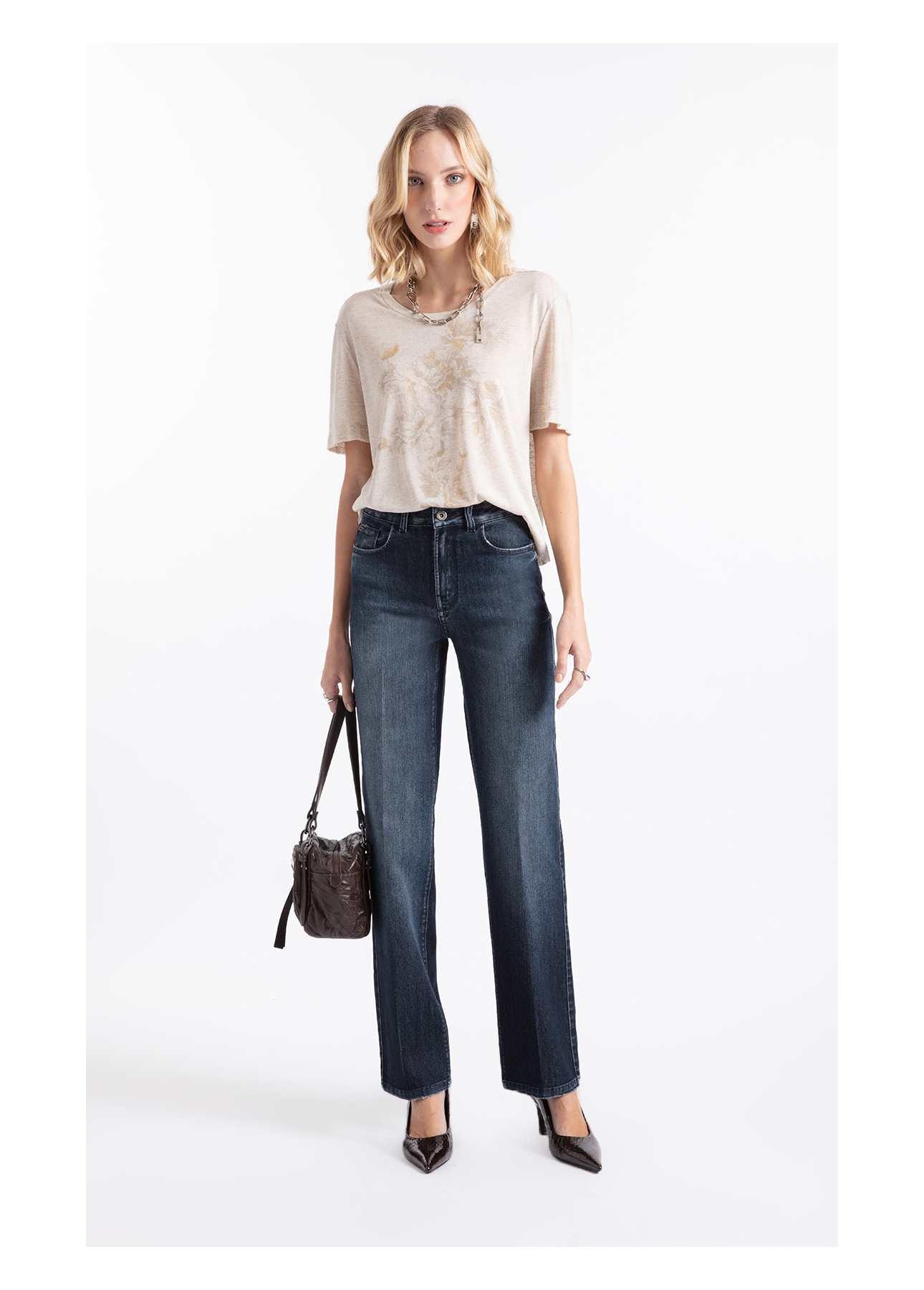 Blusa Linen Floral Bloom Natural