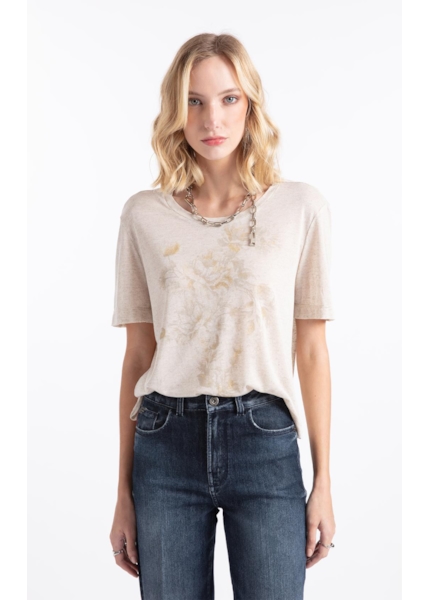 Blusa Linen Floral Bloom Natural