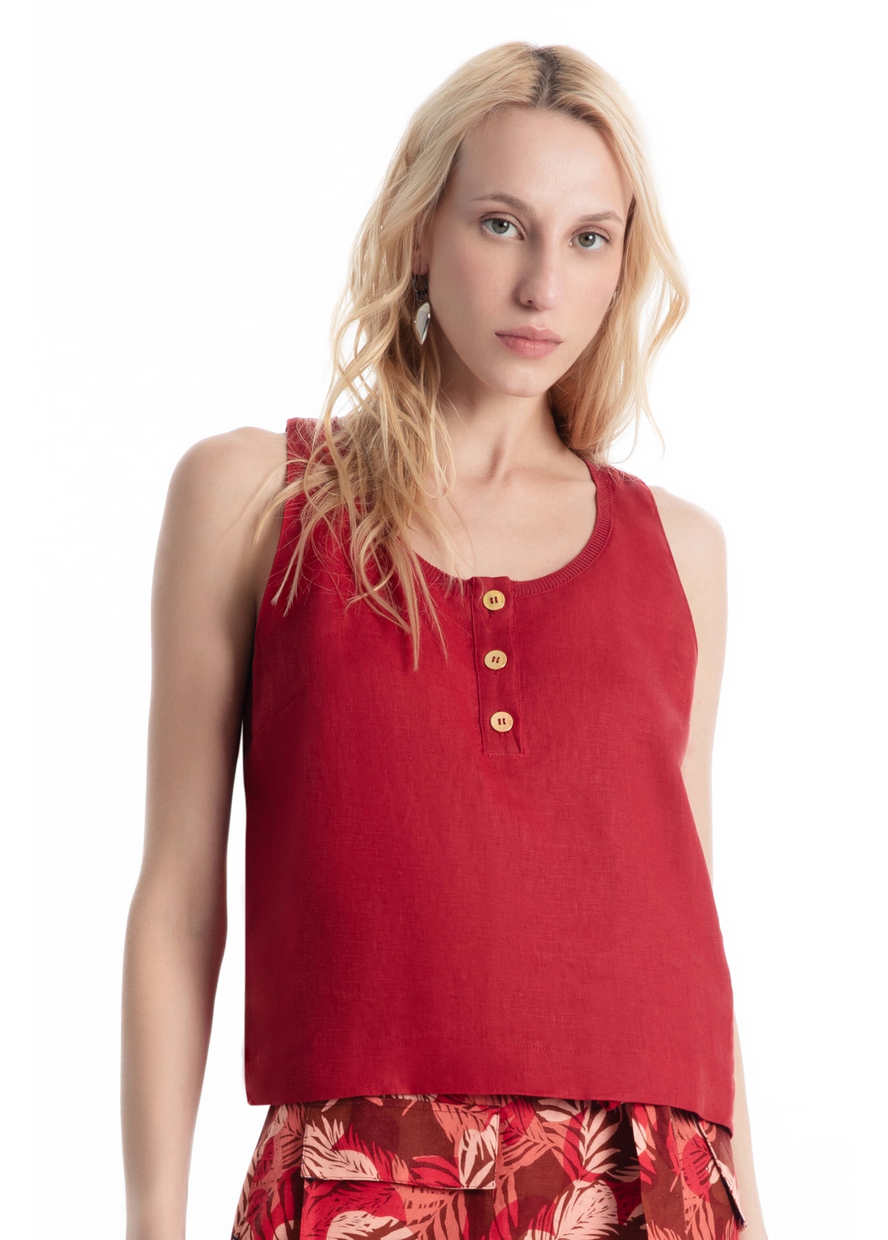 Blusa Linen Fresh Sleeveless Vermelho