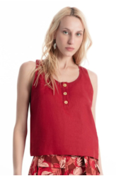Blusa Linen Fresh Sleeveless Vermelho