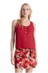 Blusa Linen Fresh Sleeveless Vermelho