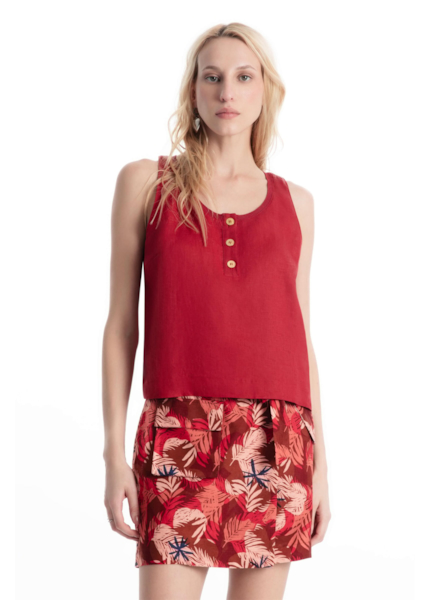 Blusa Linen Fresh Sleeveless Vermelho