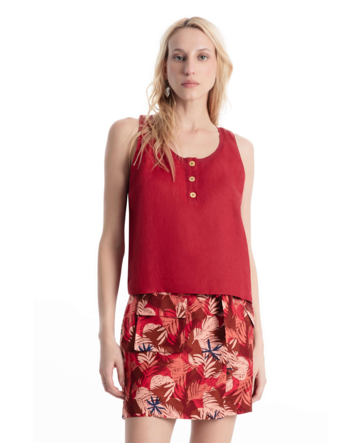 Blusa Linen Fresh Sleeveless Vermelho
