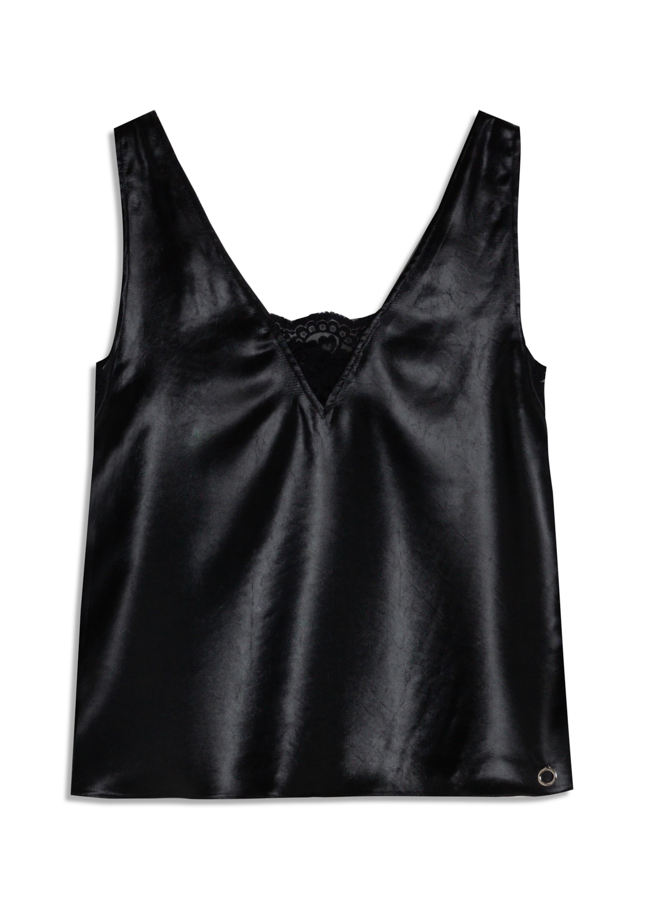 Blusa Liquid Leather Lace Preto