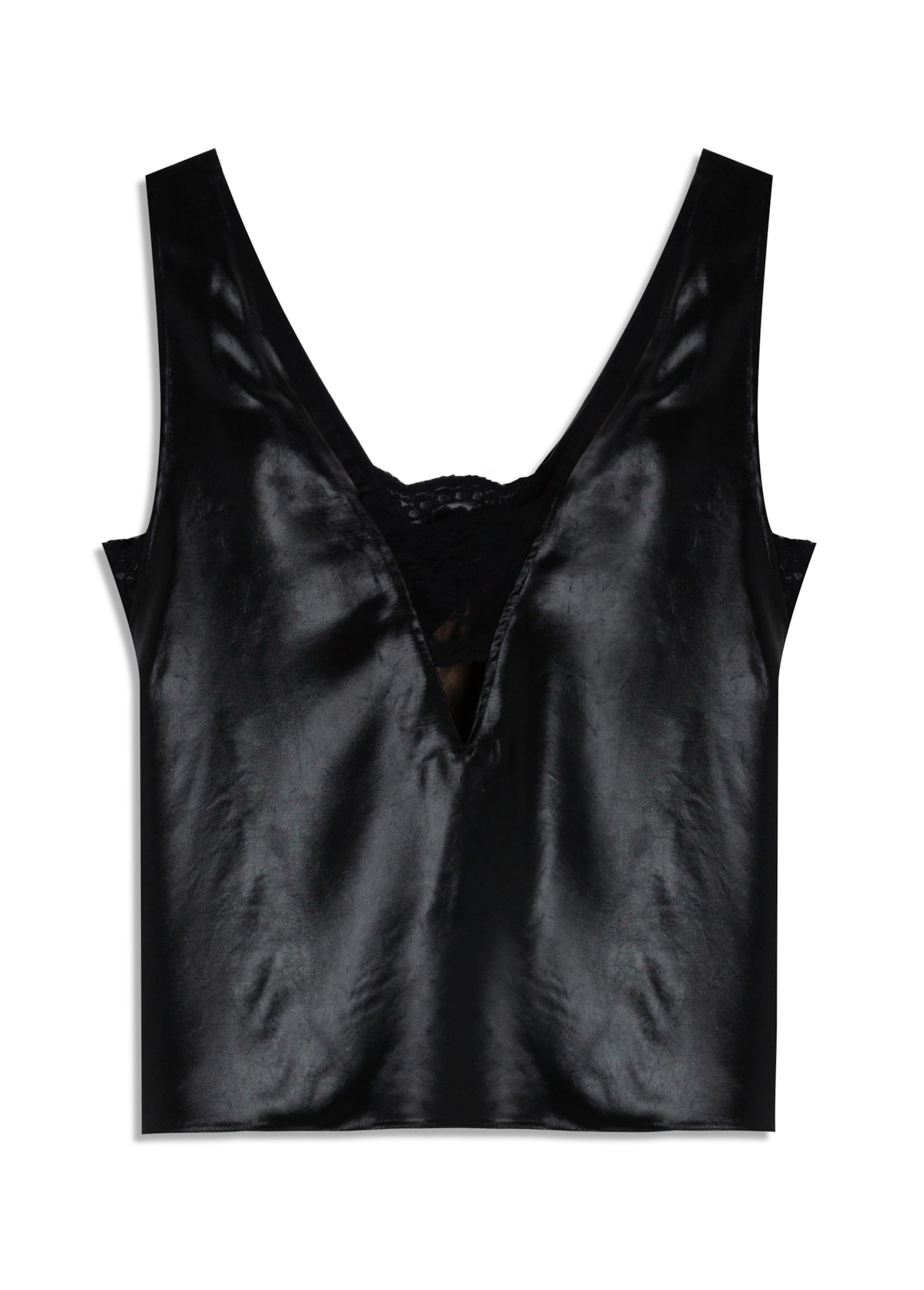 Blusa Liquid Leather Lace Preto