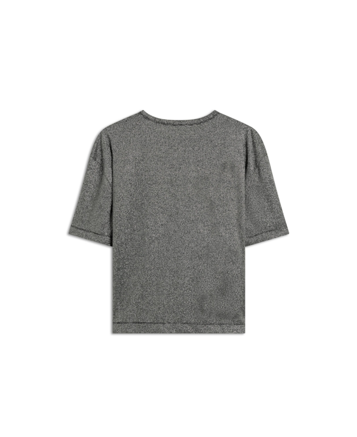 Blusa Lurex Stripe Brasão Loose Preto