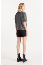 Blusa Lurex Stripe Brasão Loose Preto