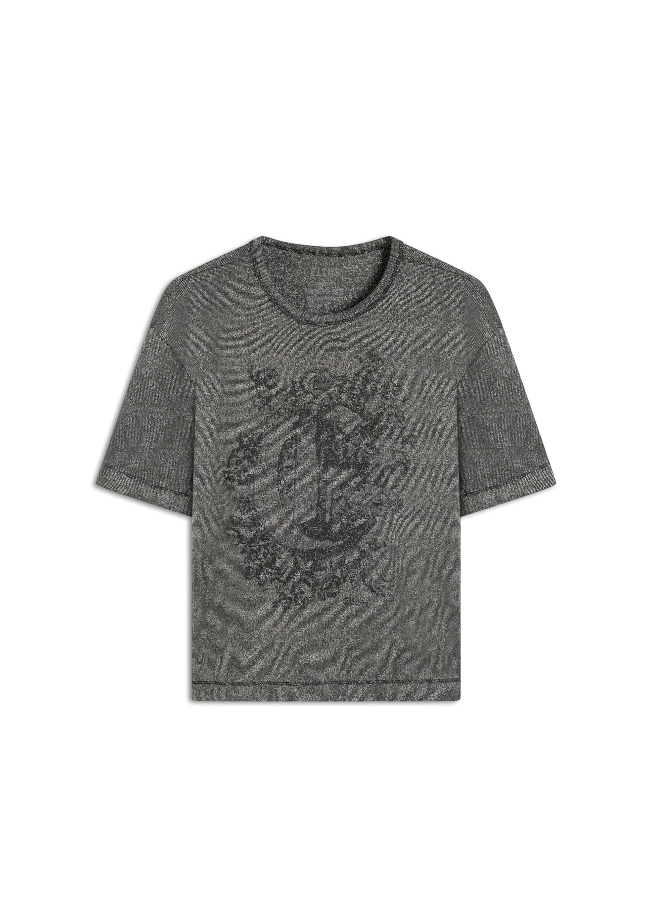 Blusa Lurex Stripe Brasão Loose Preto