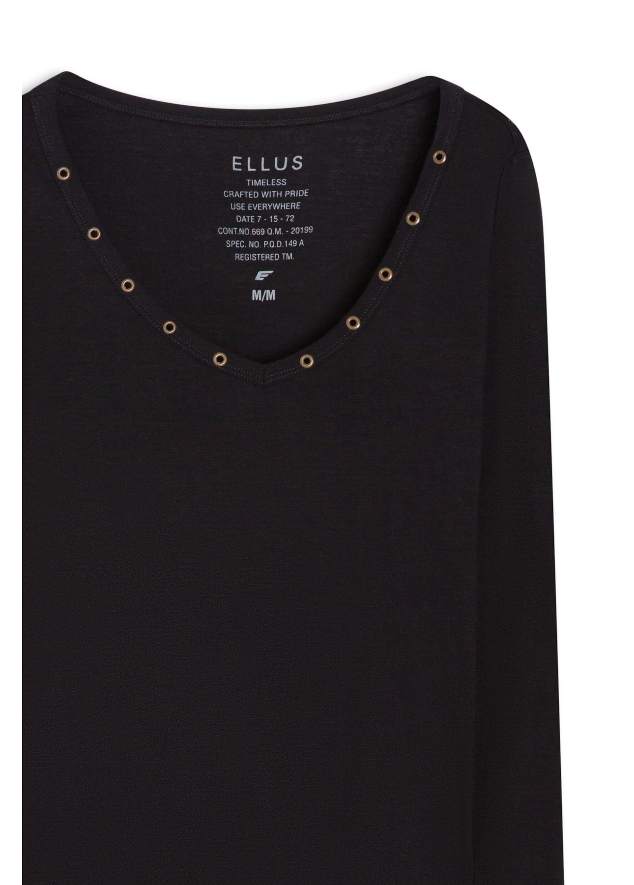 Blusa Malha Ellus Viscose Ilhós Preto