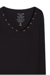 Blusa Malha Ellus Viscose Ilhós Preto