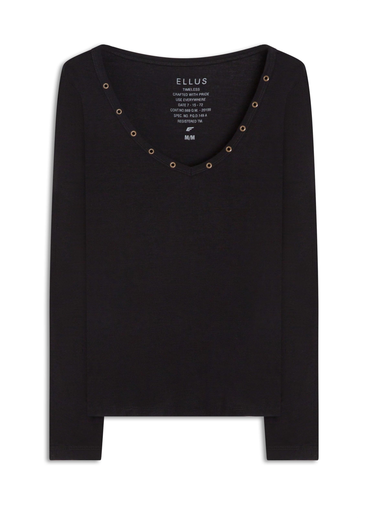 Blusa Malha Ellus Viscose Ilhós Preto