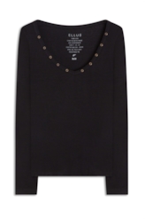 Blusa Malha Ellus Viscose Ilhós Preto