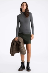 Blusa Melange Colar High Cinza Mescla
