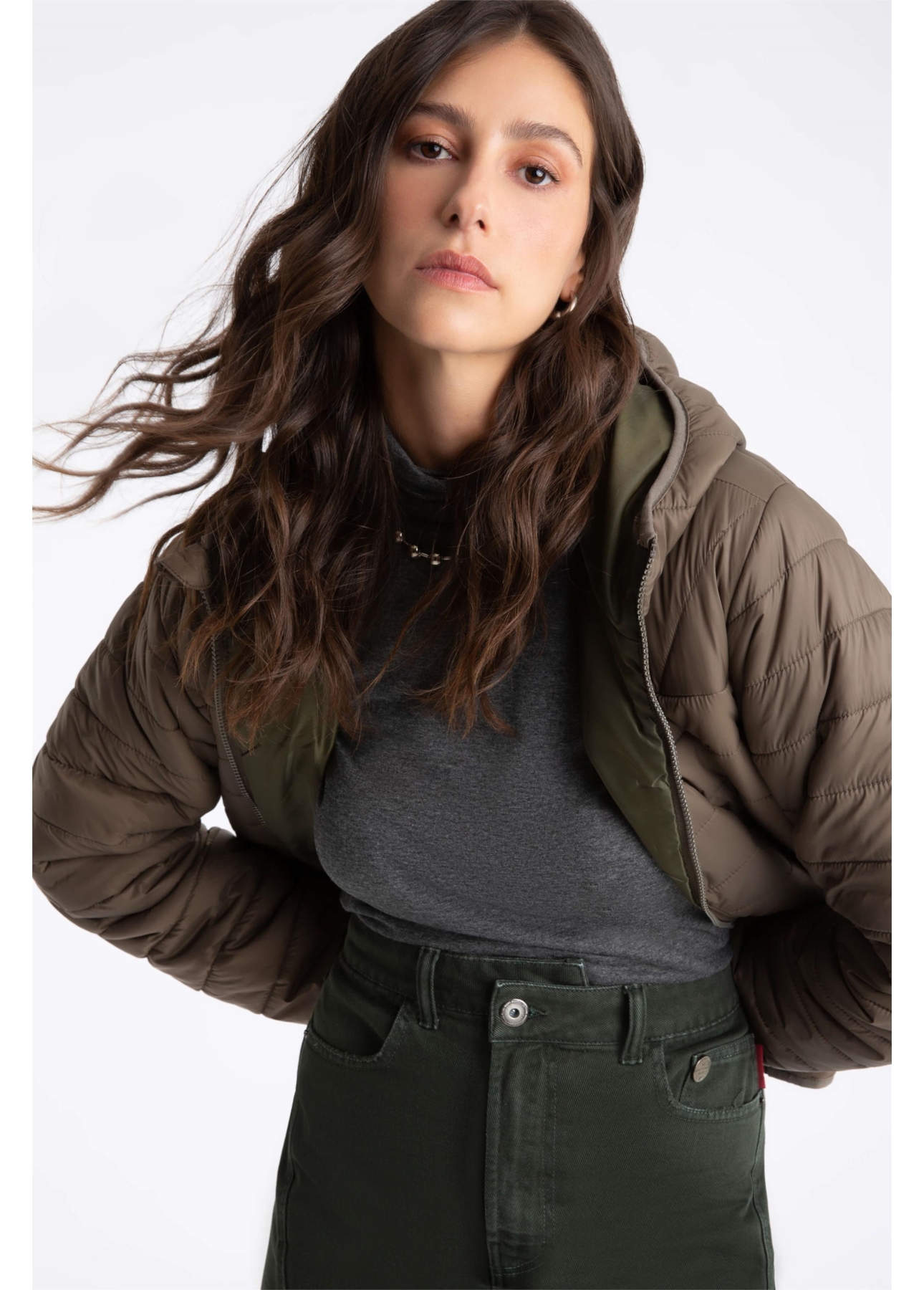 Blusa Melange Colar High Cinza Mescla