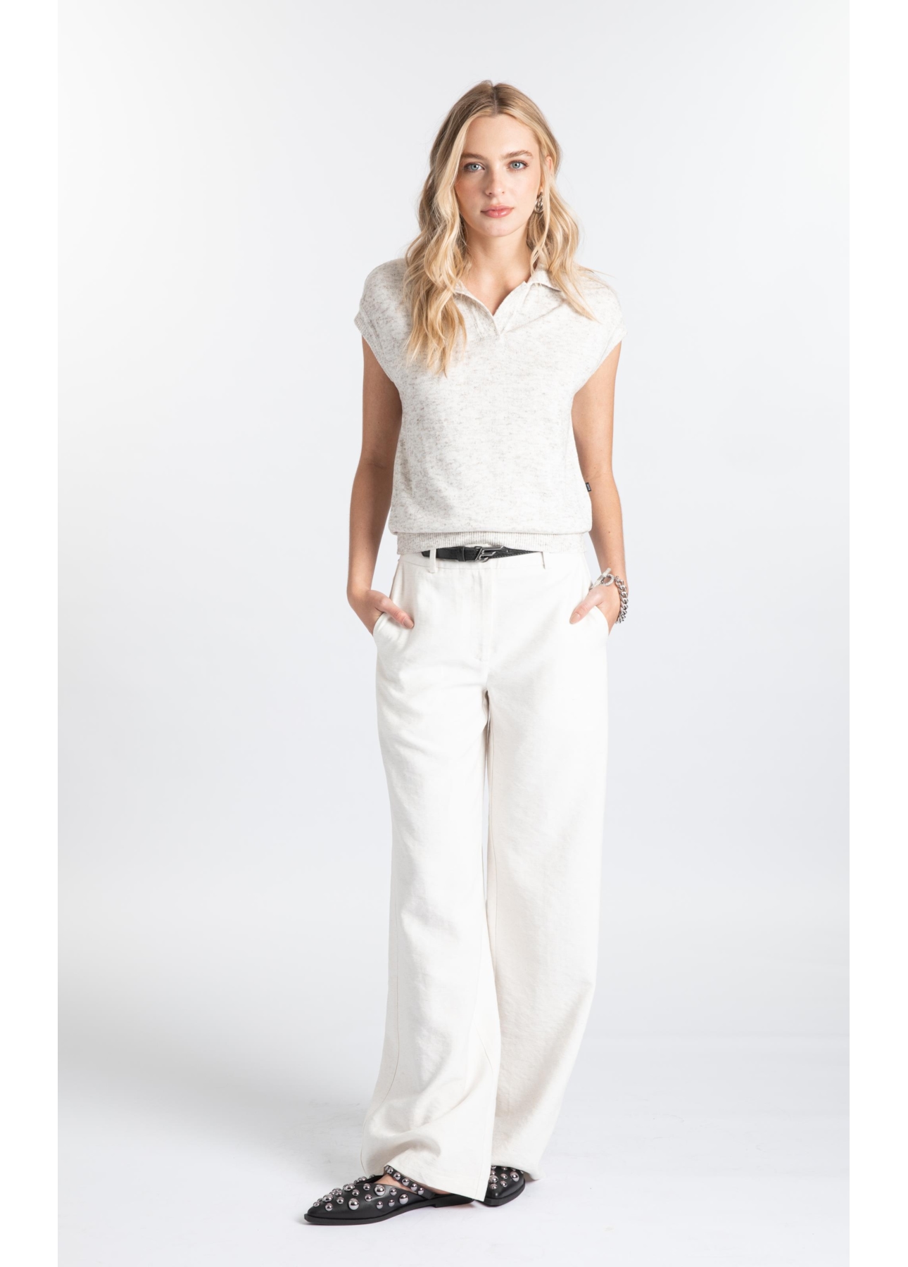 Blusa Mescla Polo Jersey Off White Mescla