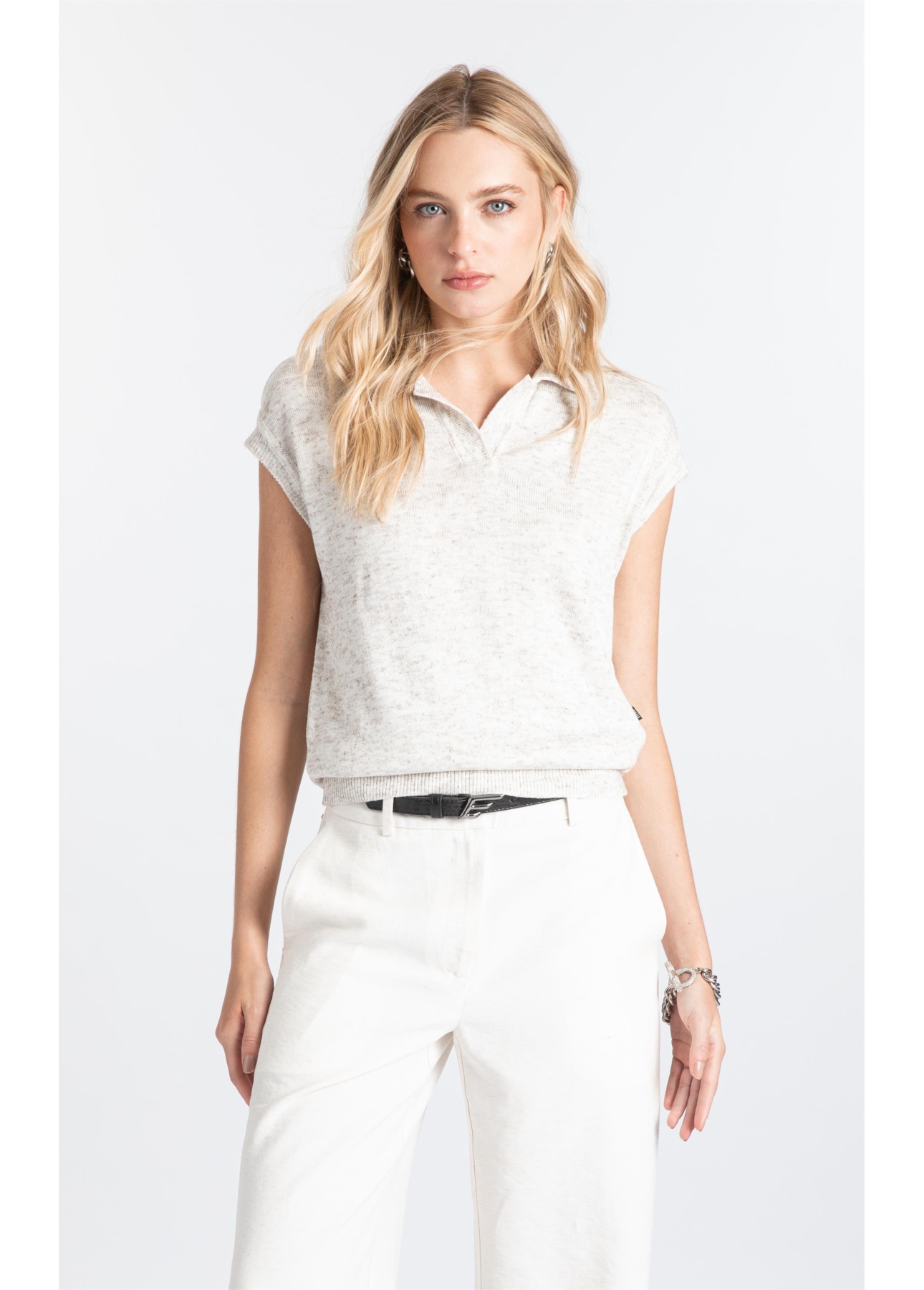 Blusa Mescla Polo Jersey Off White Mescla