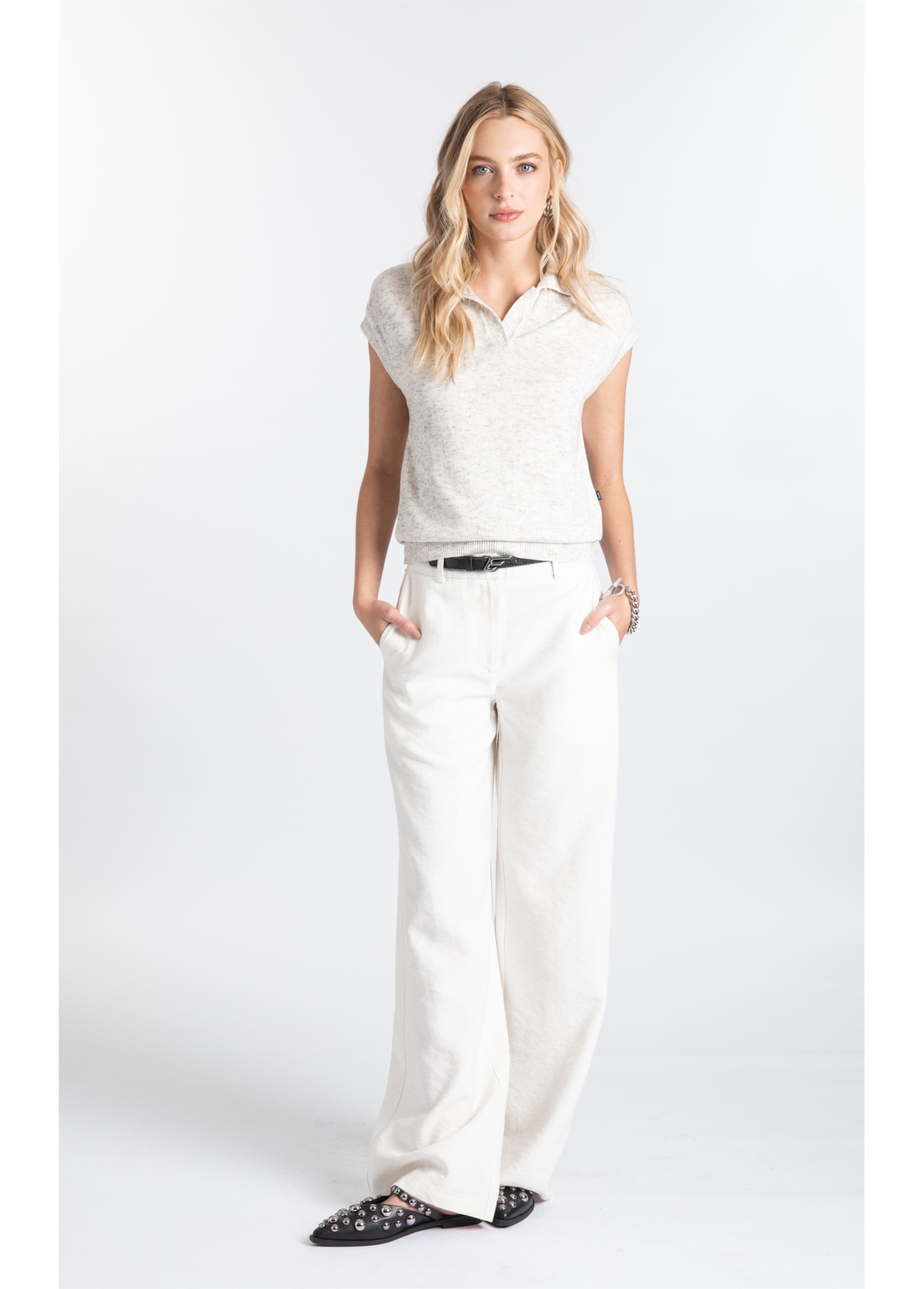 Blusa Mescla Polo Jersey Off White Mescla