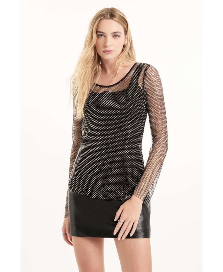 Blusa Mesh Hotfix Preto