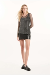 Blusa Mesh Hotfix Preto