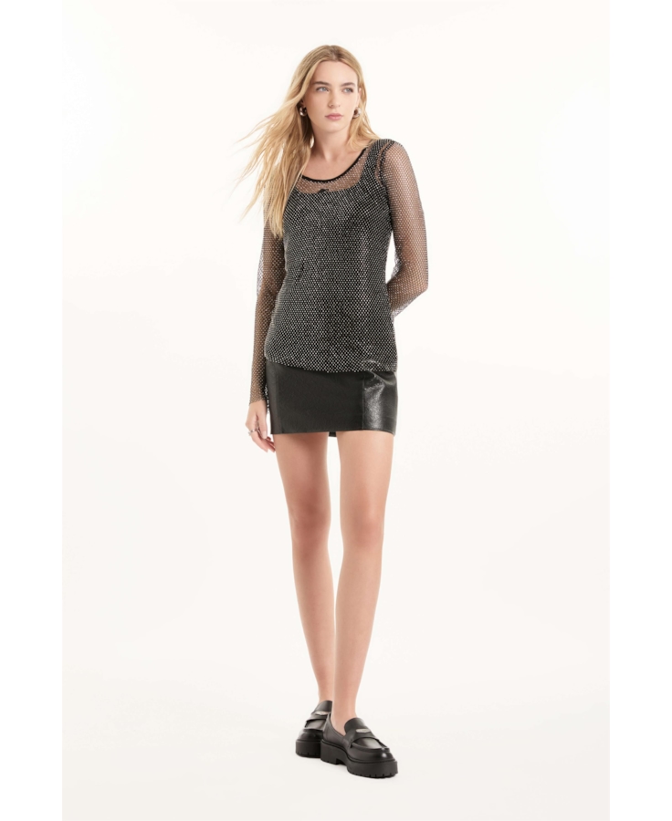 Blusa Mesh Hotfix Preto