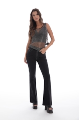 Blusa Mesh Hotfix Sleeveless Preto