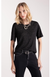 Blusa  Metalic Boxy Preto