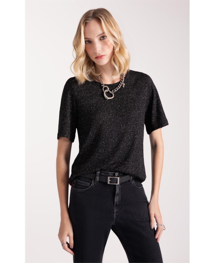 Blusa  Metalic Boxy Preto