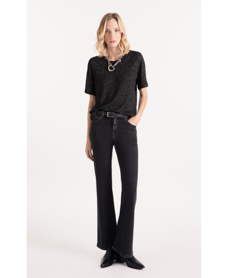 Blusa  Metalic Boxy Preto