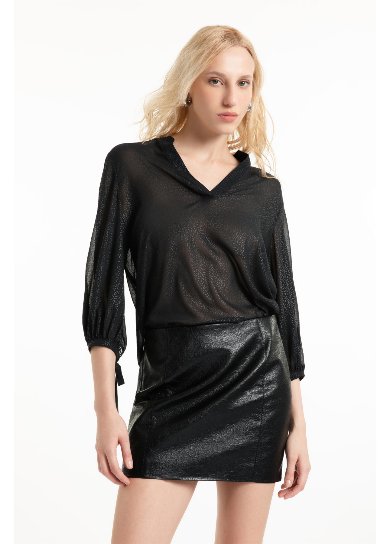 Blusa Microchiffon Print Preto