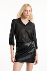 Blusa Microchiffon Print Preto