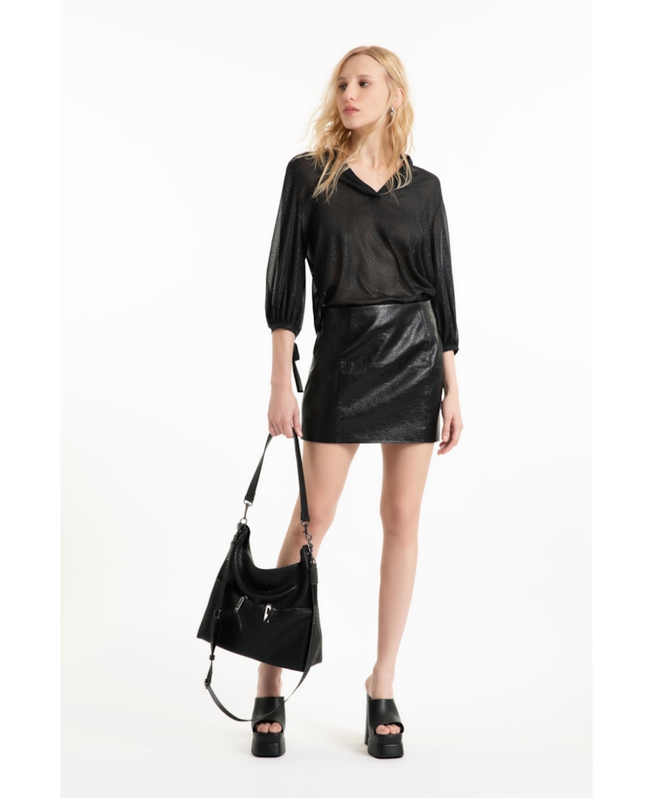 Blusa Microchiffon Print Preto
