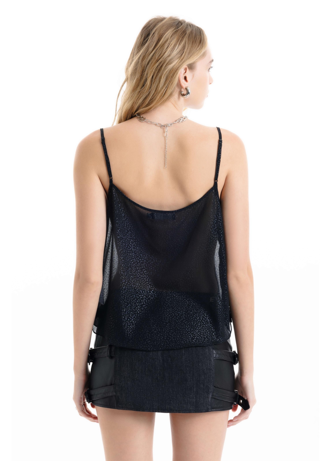 Blusa Microchiffon Print Strappy Preto