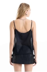 Blusa Microchiffon Print Strappy Preto