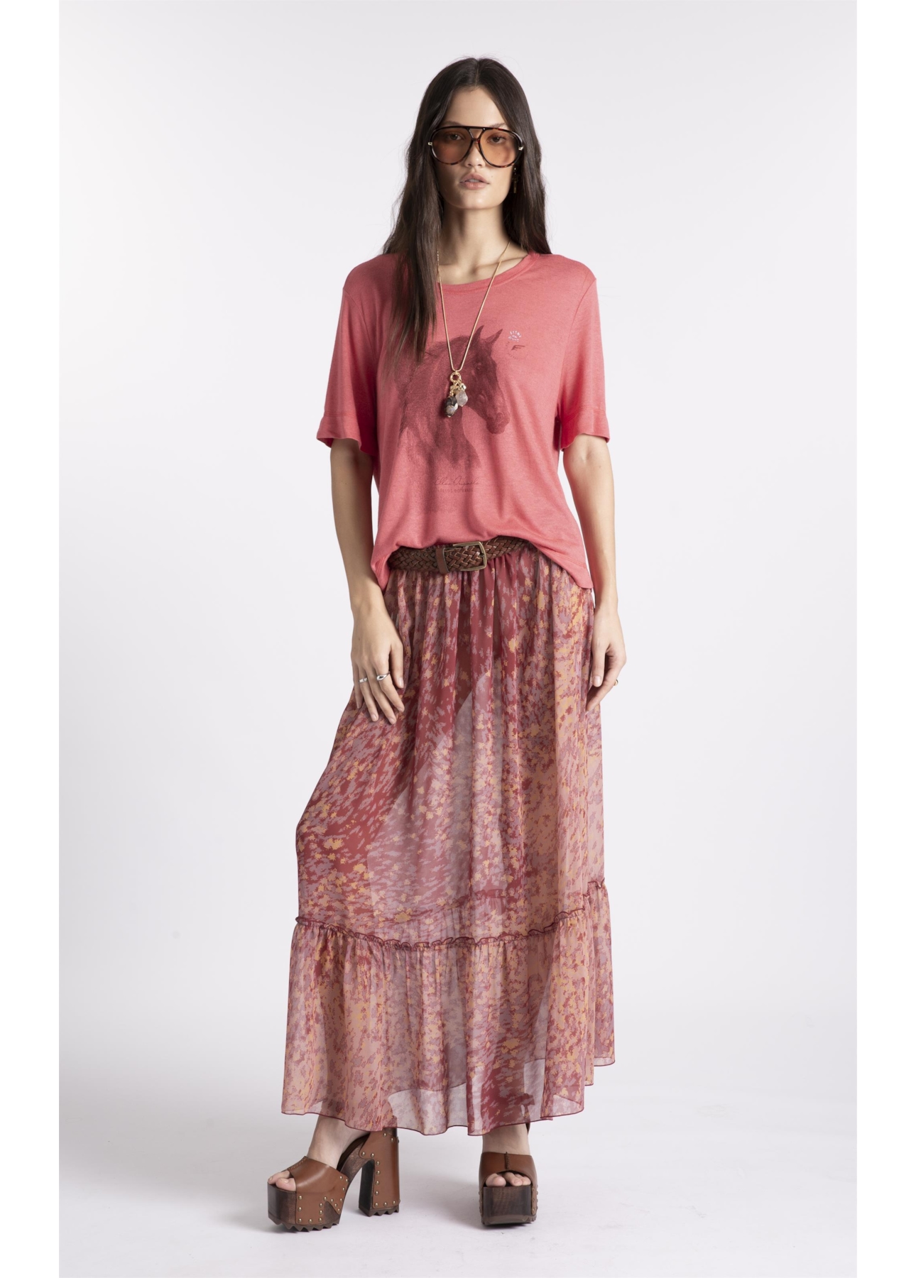 Blusa Modal Linen Stamp Cowboy Boxy Goiaba