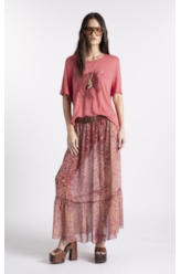 Blusa Modal Linen Stamp Cowboy Boxy Goiaba