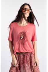 Blusa Modal Linen Stamp Cowboy Boxy Goiaba