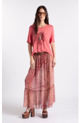 Blusa Modal Linen Stamp Cowboy Boxy Goiaba