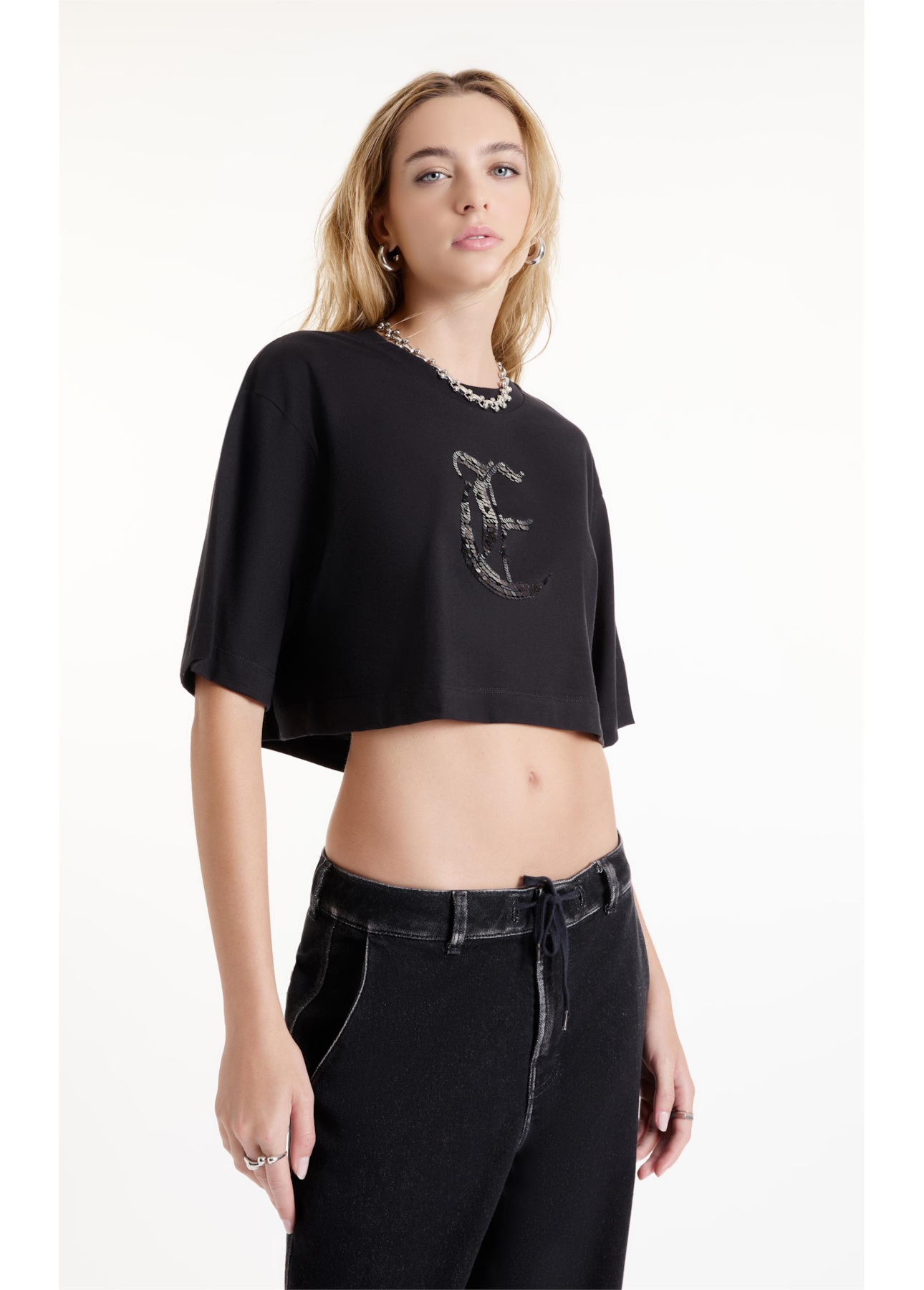 Blusa Over Cropped Gothic Preto