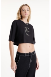 Blusa Over Cropped Gothic Preto