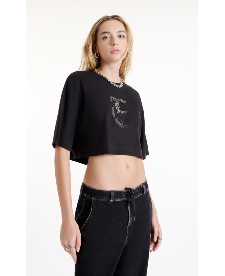 Blusa Over Cropped Gothic Preto