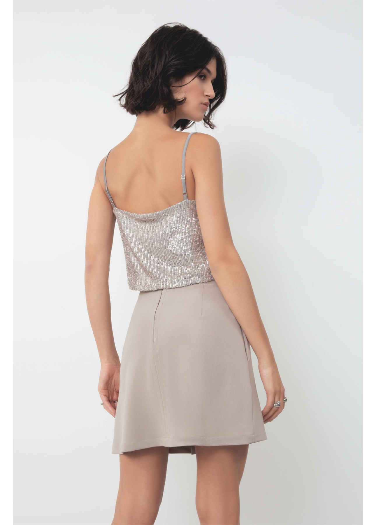 Blusa Paete Glow Sleeveless Top Prata