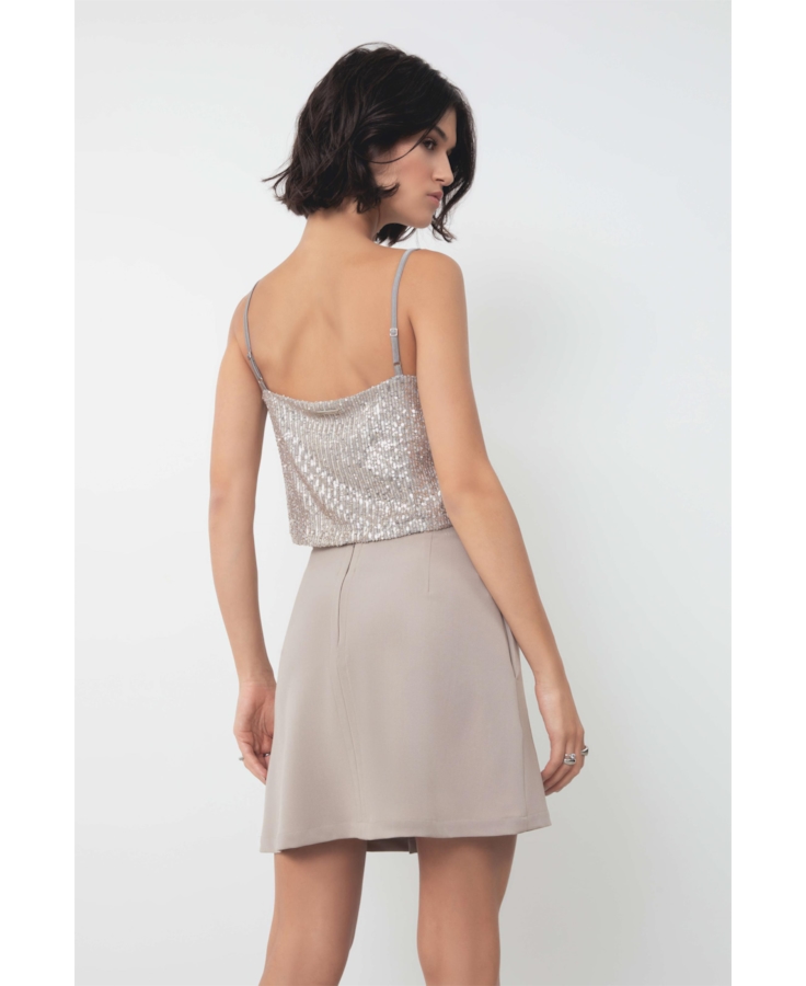 Blusa Paete Glow Sleeveless Top Prata