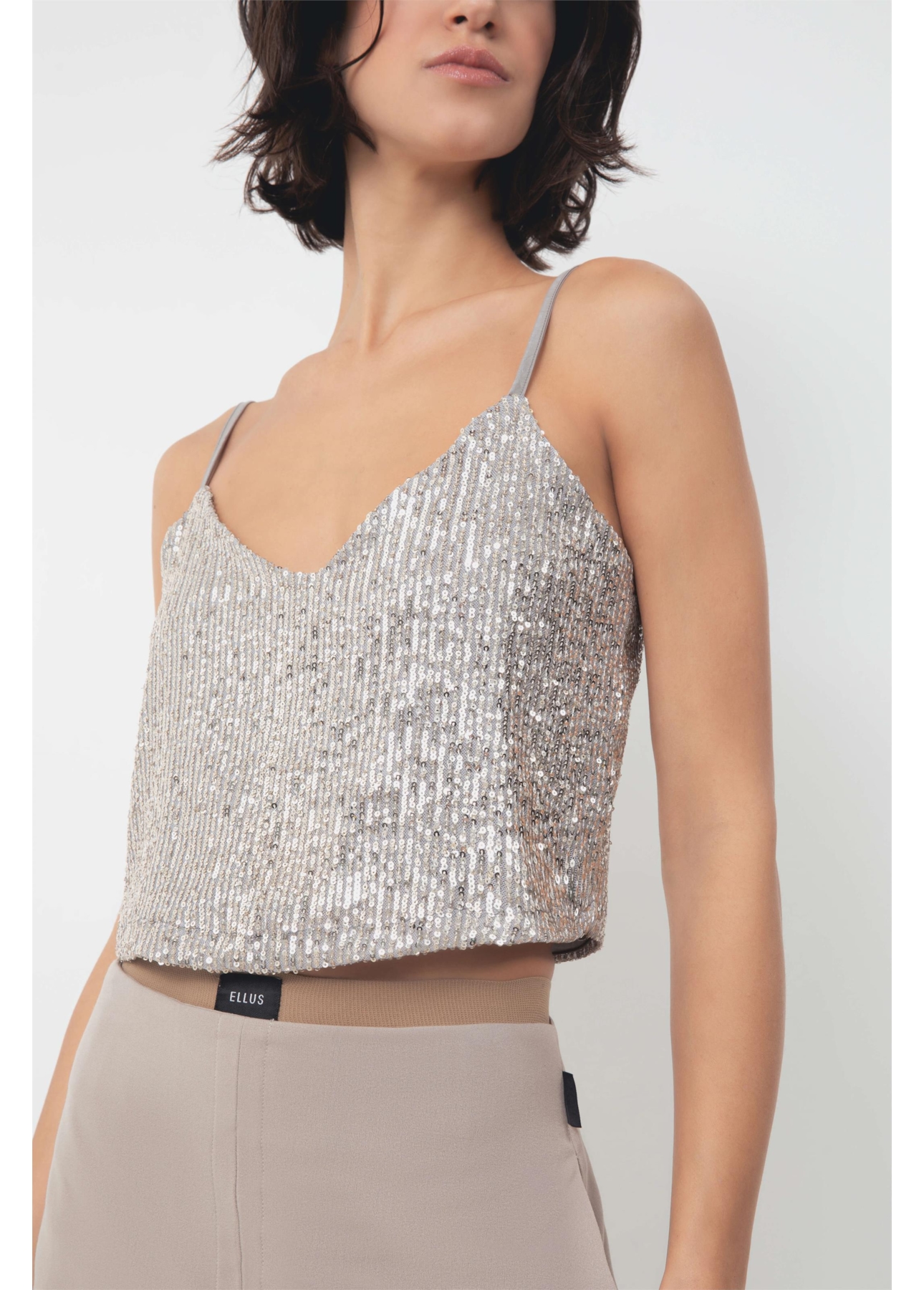 Blusa Paete Glow Sleeveless Top Prata