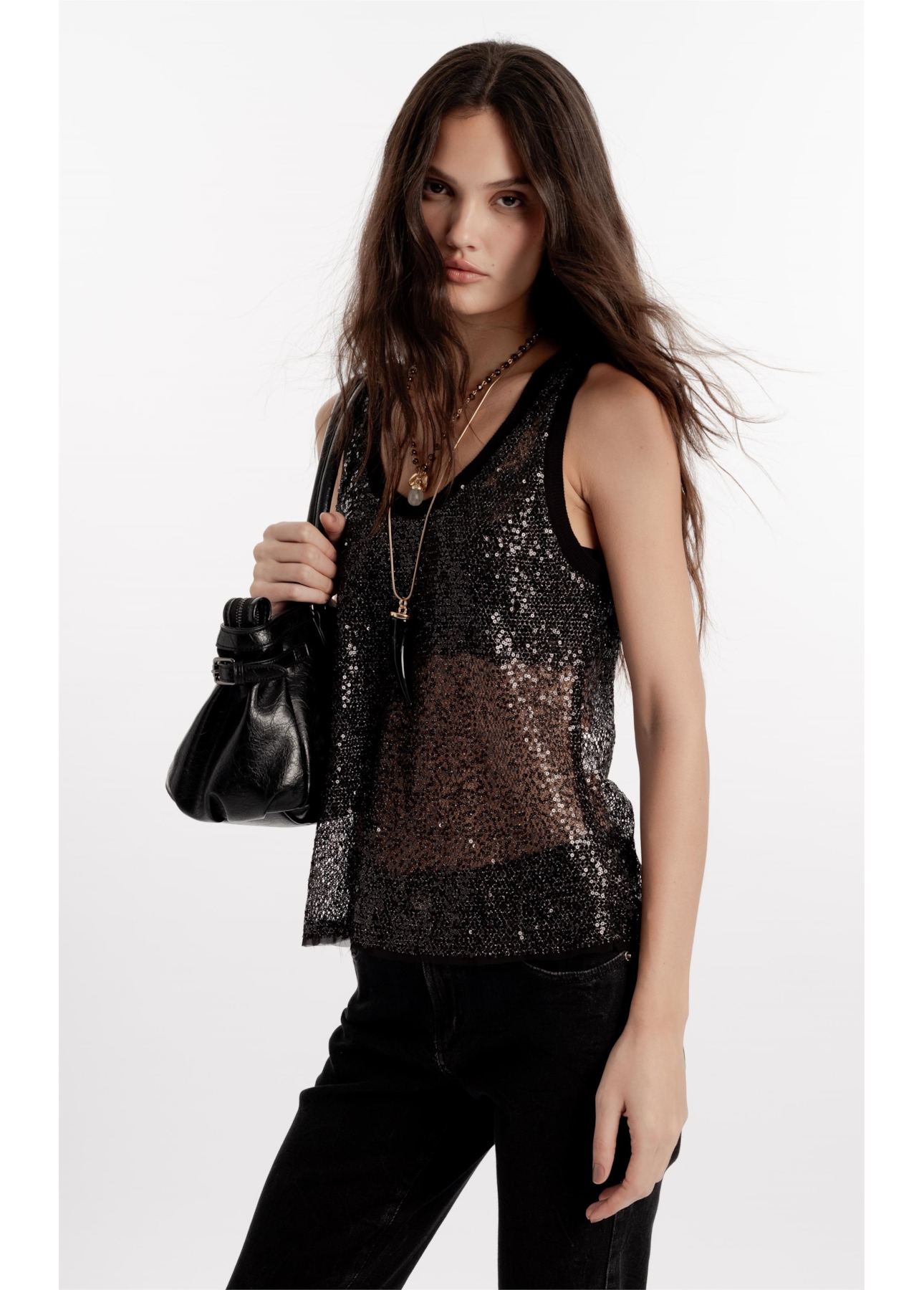 Blusa Paetê Shine Preto